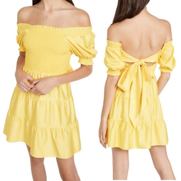 Alice + Olivia Elizabeth Off-the-Shoulder Bow-Back Mini Dress - NWT! - Picture 1 of 11